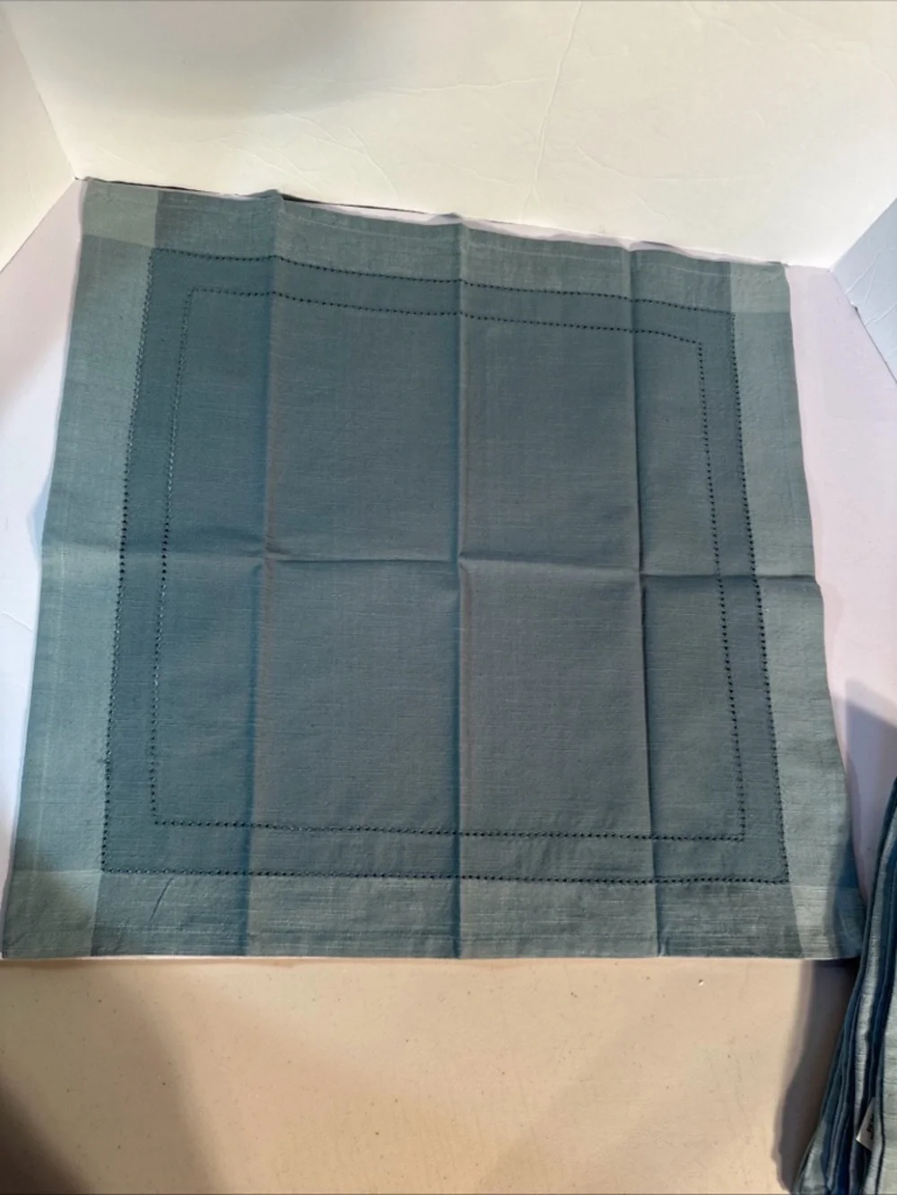 Pier 1 Imports Hemstitch Smoke Blue Napkins Lot Of 5 Cotton 20”x20” Discontinued